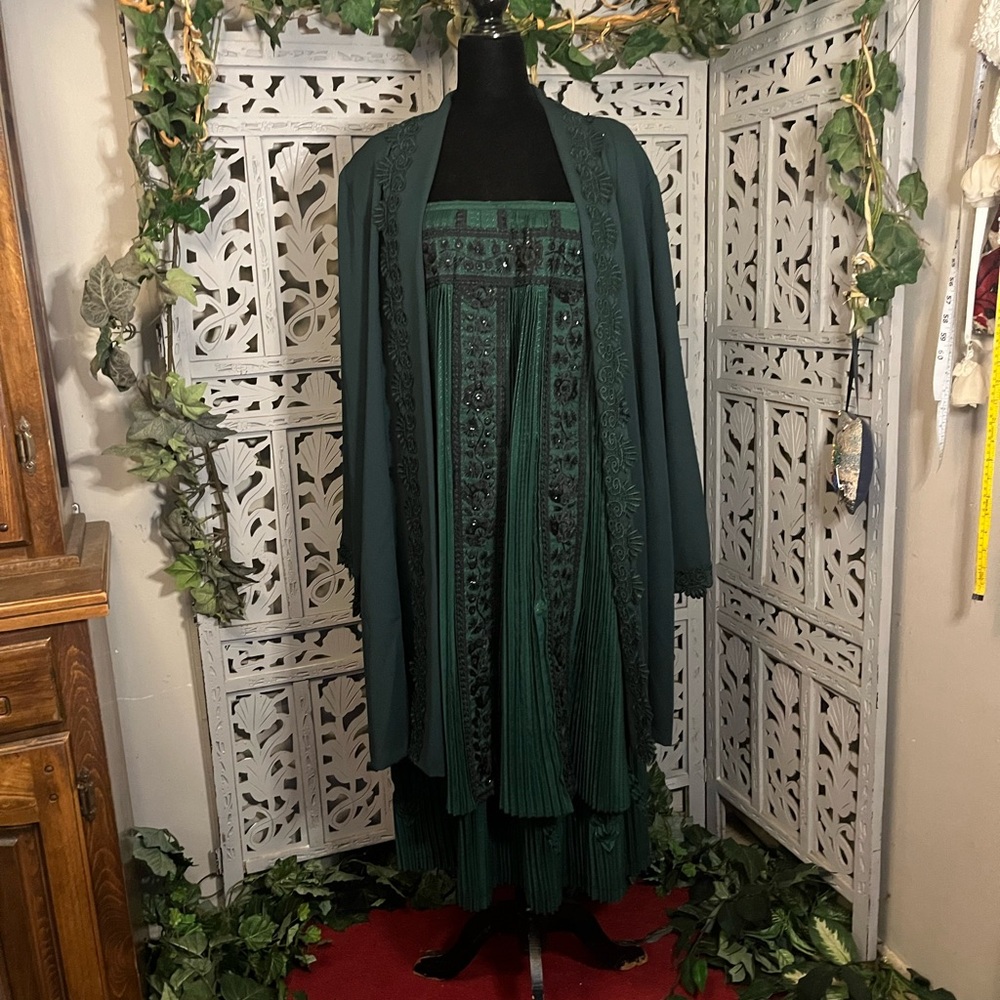 SABRINA S.ASIAN KURTA BEAUTIFUL EMERALD ENSEMBLE FORMAL 3pc MAXI DRESS